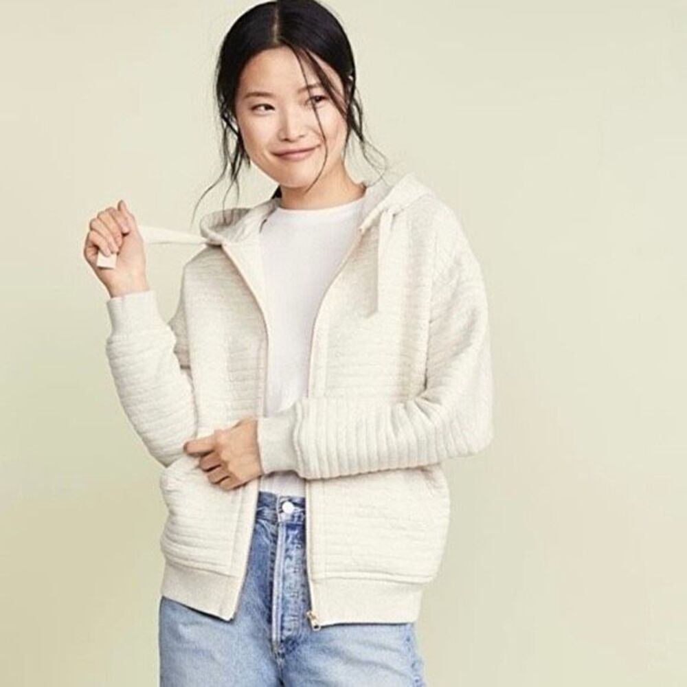✨ATM Quilted Zip Up Heather Oatmeal Sz Medium Hoodie✨